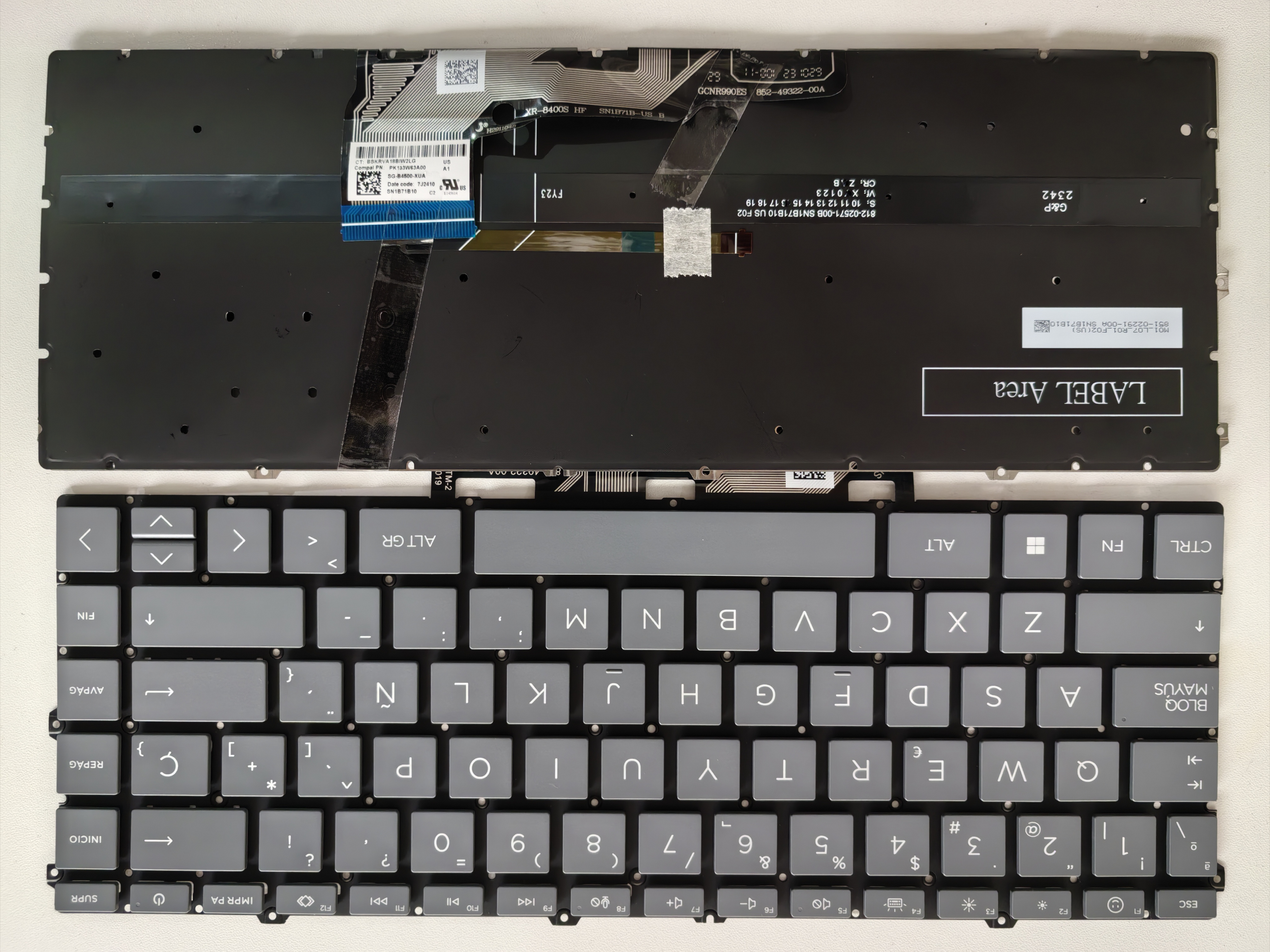 Picture of New Replacement Laptop Keyboard For HP 15-FE/15-FH small carriage return Grey Backlit SP Layout